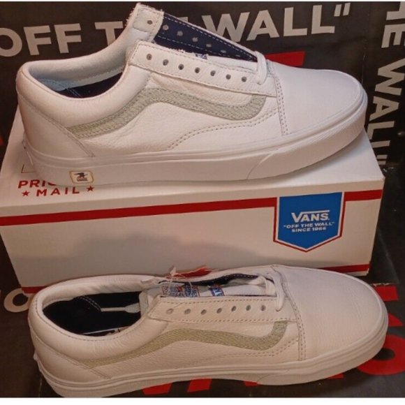 Vans x Men\'s 9/Women\'s 10.5 USPS Old Skool White Denim (leather) VN0A5KRFJZ81